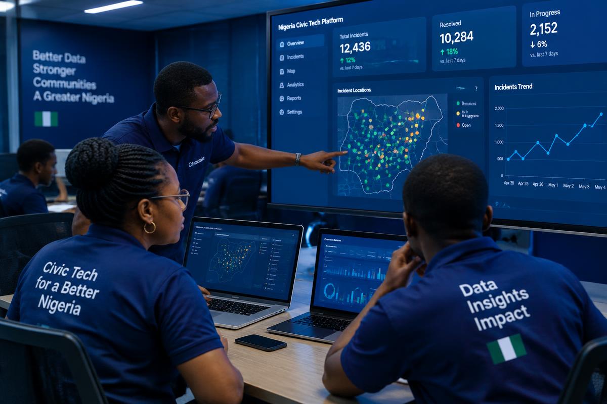 Analysts reviewing civic data dashboards